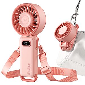 3600mAh Diveblues 4-in-1 USB-C Rechargeable Handheld Portable Turbo Fan (Versailles Rose) $9.99 + Free Shipping w/ Prime or on $35+