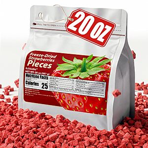 20oz Freeze Dried Strawberries Pieces, No Sugar & Additives Dry Fruit Snack - $19.79