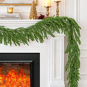 Amazon - 2 PCS 6 FT Christmas Norfolk Pine Garlands for Mantel - $27.59
