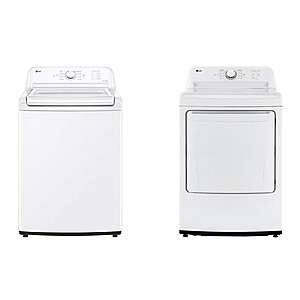 Package - LG - 4.1 Cu. Ft. High-Efficiency Top Load Washer with TurboDrum Technology and 7.3 Cu. Ft. Electric Dryer with Sensor Dry - White $999.98