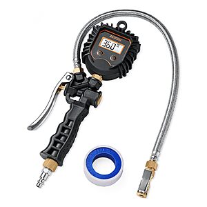 AstroAI Digital Tire Pressure Gauge, Heavy Duty Tire Inflator Gauge 250PSI Air Chuck Compressor Accessories with Stainless Braided Hose $19.97