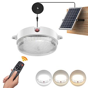 UPONUN Solar Ceiling Lights Indoor Outdoor, Day/Night Shed Barn Lamp-1 Pack $19 AC + Free Shipping