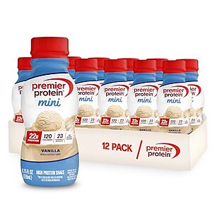 [SnS, AC] $17.08 | 12-Pack 8.75-Oz Premier Protein MINIs 22g Protein Shake (Vanilla) at Amazon