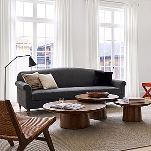 Bellamont Modern Neoclassical Chenille Sofa w/ Rolled Arms & Rubberwood Legs Gray $206, Light Gray $207 + Free Shipping