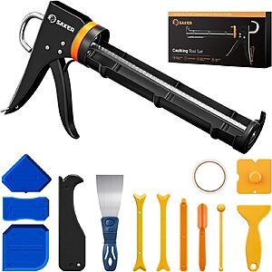 Prime Members: Saker Caulk Gun Kit w/ 11-Piece Caulking Tool Set & Masking Tape $10.79 + Free Shipping w/ Prime or on $35+