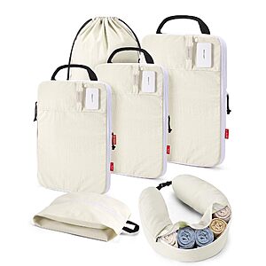 6-Pc BAGSMART Compression Packing Cubes w/ Fillable Neck Pillow (Light Beige) $11.99 + Free Shipping w/ Prime or on $35+