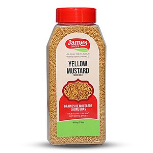 23oz. James Spices Inc. Whole Yellow Mustard Seeds (650g Jar) $1.19 + Free Shipping w/ Prime or on $35+