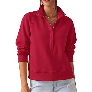 PRETTYGARDEN Women's Fall Oversized Sweatshirts Trendy Henley Pullover $18.19