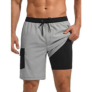 $8.99* | SILKWORLD Men’s 9" Swim Trunks w/ Compression Liner & Zipper Pockets (Various) at Amazon