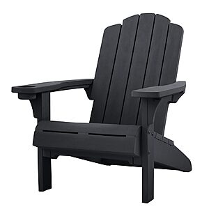 Keter Kiawah Adirondack Chair, Weather‑Resistant Resin Outdoor Patio Chair, Ergonomic Design, All‑Weather Seating for Garden, Deck & Backyard, Graphite or Black $89.32