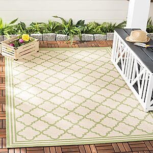 SAFAVIEH Outdoor Area Rug 5'3"x7'6" - Beach House Collection - Modern Design, Cream & Olive, Weather Resistant $55.28