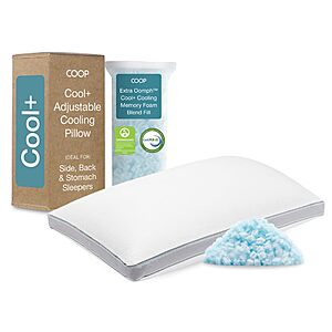 Coop Home Goods Cool+ Adjustable Pillow, Queen Size Plus Shaped Memory Foam Pillows with Cooling Gel CertiPUR-US/GREENGUARD Gold $119.2