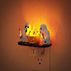 JandCase Halloween Plug-In Night Light: Ghost w/ LED Flickering Flames $11.24, RGB Color-Changing Jack-o’-Lantern Projector $14.99 & More + Free Shipping w/ Prime or on $35+