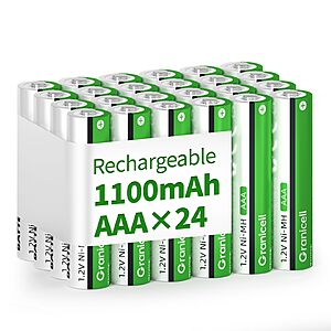 (24-Pack) Granicell NiMH Rechargeable AAA Batteries 1.2V $12.45