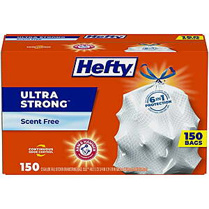 $15.58 SAMS CLUB Hefty Ultra Strong Kitchen Drawstring Trash Bags 13 gal., 150 ct.