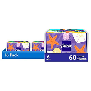 (16 pack) Kleenex Slim Wallet 3-Ply Facial Tissues, 6 Pack (60 Total Tissues) $32.83