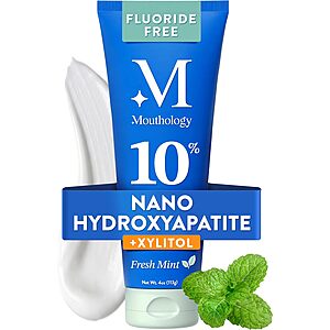 4-Oz Mouthology 10% Nano Hydroxyapatite Fluoride-Free Whitening Toothpaste (Fresh Mint) $4.99 w/ S&S + Free Shipping w/ Prime or on $35+