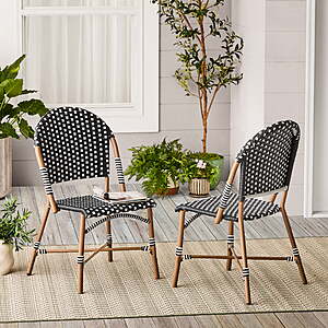Better Homes & Gardens Lilah 2-Piece Outdoor Parisian Bistro Chairs, Black & White, $97, free shipping, Walmart
