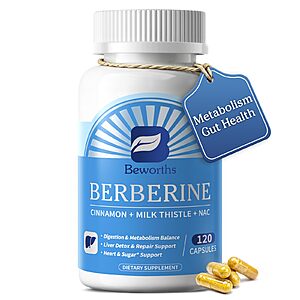 Berberine Supplement HCl 500mg with Ceylon Cinnamon for Metabolism Support $15 AC or LESS with S&S+ Free Shipping