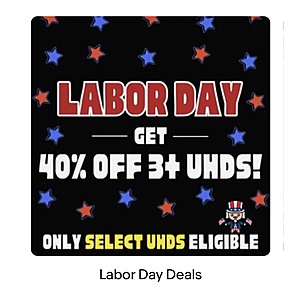 Please Rewind - Last Days of Summer, Big Labor Day Savings 40 % Off 3 or more 4K UHD movies with code 40OFF3ORMOREUHD