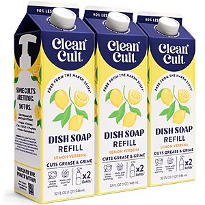 [S&S, AC] $12.12: Cleancult Dish Soap Liquid Refills, Lemon Verbena (32 oz, 3 Pack)