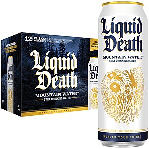 12-Pack 19.2-Oz King Size Liquid Death Still Mountain Water $11.21 w/ S&S + Free Shipping w/ Prime or on $35+