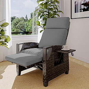 Grand Patio Indoor & Outdoor Recliner with Air Pump, Removable Cushion, and Flip-Up Table, Gray $279.99