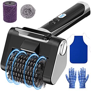 Electric Grill Brush, 4000mAh Rechargeable, 3 Speed Settings, LED Light $19.99