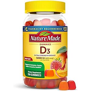 [SnS, AC] $9.12* | 150-Ct Nature Made Vitamin D3 5000 IU/Serving Gummies (75 Servings) at Amazon