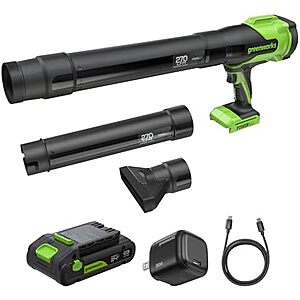 $89.99* | Greenworks 24V 270 CFM Handheld Leaf Blower w/ 3.0Ah Battery & Charger at Amazon
