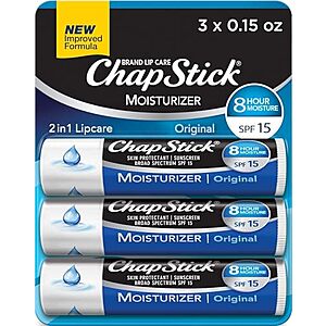 [SnS, AC] $2.14* | 3-Pk 0.15-Oz ChapStick SPF 15 Original Lip Balm at Amazon