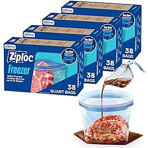 [SnS, AC] $10.24 | 4-Pack 38-Count Ziploc Quart Food Storage Freezer Bags at Amazon