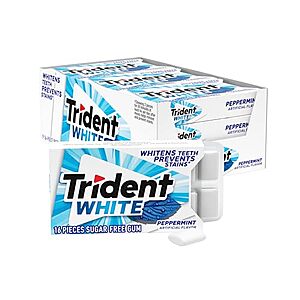 [SnS, AC] $4.94* | 9-Pk 16-Pc Trident White Sugar Free Gum (Peppermint) at Amazon