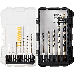 $14.98* | 12-Piece DEWALT Black and Gold Drill Bit Set (DWAH1182) at Amazon