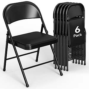 $76-$78 FS WALMART by HaiNova 6 Pack Folding Chairs with Comfortable Cushion, Leather Padded Cushion Chair with Stainless Steel Frame for Home and Office,