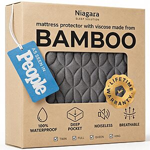$19.99 AMAZON Naigara 100% Waterproof Viscose Made from Bamboo Noiseless & Breathable Queen Size Mattress Protector - Gray