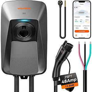 (prime) 48A WOLFBOX J1772 NEMA 14-50 Hardwired Level 2 EV Charger w/ App + RFID $216 + Free S/H