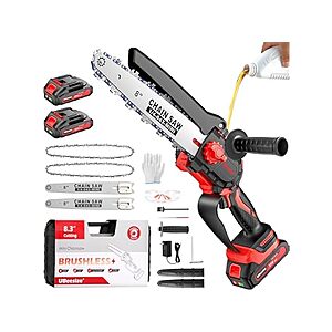 UBeesize Mini Chainsaw Cordless 8inch | Longer Runtime | Brushless Motor, two 2.0 batteries, $21.99, FS Prime, Woot!