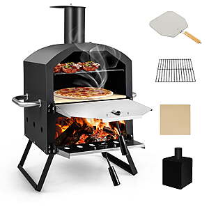 Costway 2-Layer Wood-Fired Pizza Oven with Waterproof Cover $96.70 + Free S&H at Walmart