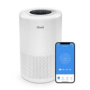 Levoit PlasmaPro® 200S-P 675 Sq Ft 3-Stage Filtration for Bedrooms and Offices Smart Air Purifier, White $65