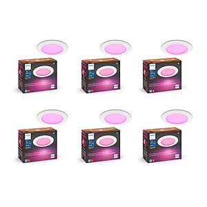 Philips Hue Smart Slim 6 Inch LED Downlight, 6-Pack $224.75