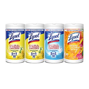 $12.08 4-Pack Lysol Disinfecting Wipes  (Lemon + Mango + Linen) 80 ct. with S&S