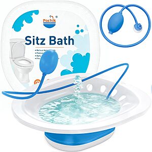 Pochik Collapsible Sitz Bath for Toilet Seat w/ Flusher Hose $10.09 + Free Shipping w/ Prime or on $35+