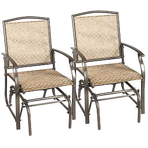 Costway 2PCS Patio Swing Glider Chairs Steel Frame Brown $86.77 + Free S&H at Walmart