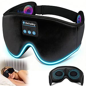 Dehailey 3D Sleep Mask with Bluetooth Headphones, 100% Light Blocking Music Eye Mask $13.99