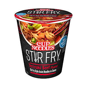 $1.28 get 25c Walmart Cash Limit 5: Nissin Foods Cup Noodles Stir Fry Ramen Noodles, Teryaki Beef or Sweet Chili + More