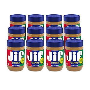 $20.86 or less S&S Jif Extra Crunchy Peanut Butter, 16 oz Jar 12-count bulk case,