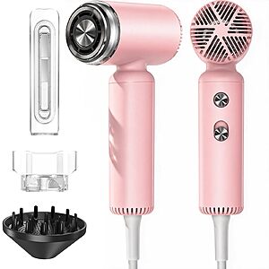 Hair Dryer, Travel Mini 15 x Fast Drying Blow Dryer with Diffuser, Professional 110k RPM High-Speed Hairdryer with 200M Negative Ions $28 AC + Free Shipping