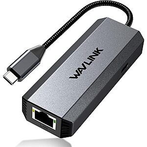 WAVLINK USB C / Thunderbolt to 2.5Gbps Ethernet Adapter w/ 95W PD $12 @ Amazon