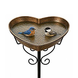 35" Fashionoda Metal Heart-Shaped Vintage Bird Bath Bowl (12.1" Diameter & 2.17" Deep)  $11.49 + Free Shipping w/ Prime or on $35+